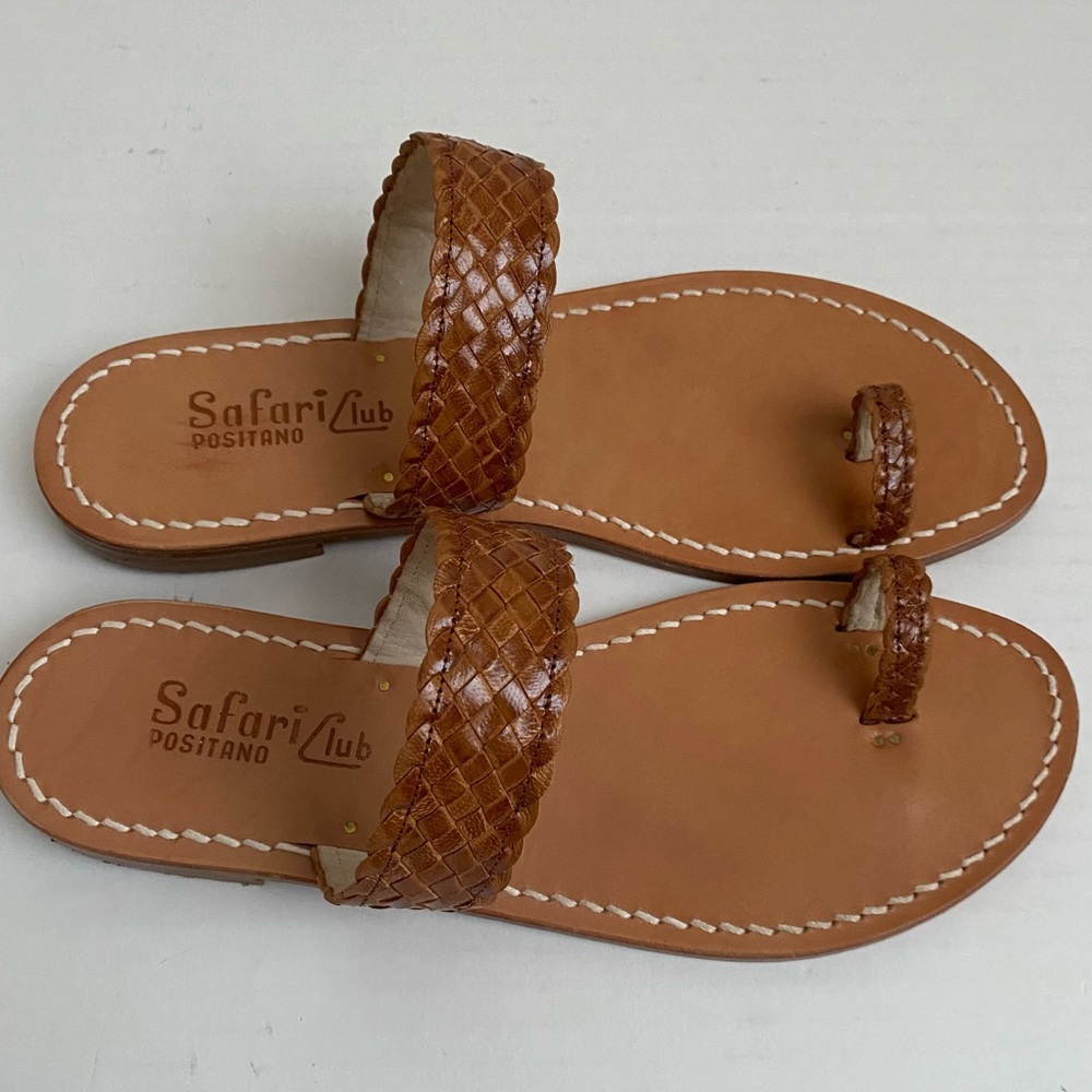 Safari Club Positano Leather Sandals Size 40 Woven Brown